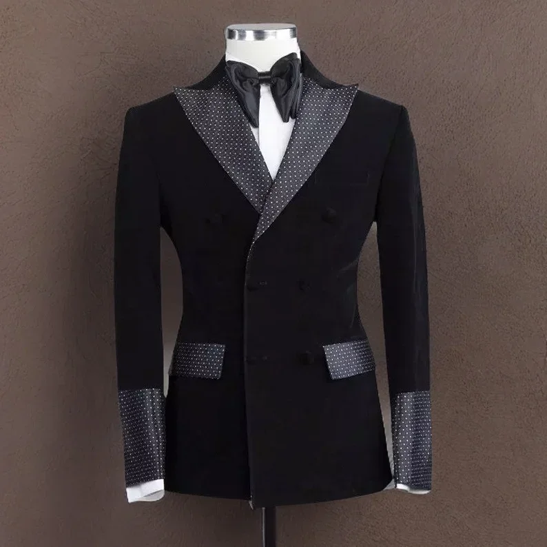 

Облегающие мужские костюмы в горошек смокинг в горошек для жениха для свадебной вечеринки облегающий костюм из 2 предметов черный бархатный пиджак для курения (пиджак + брюки) 2024