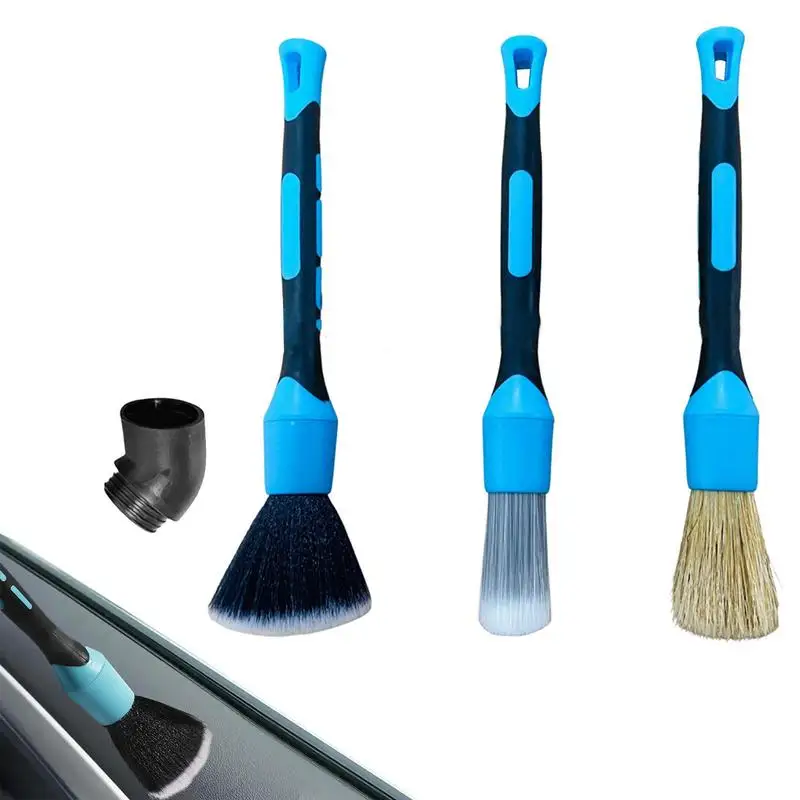

Soft Detail Brushes Car Detailing 3pcs Auto Interior Cleaning Brush Set Car Care Accessories For Leather Seats Emblems Tires
