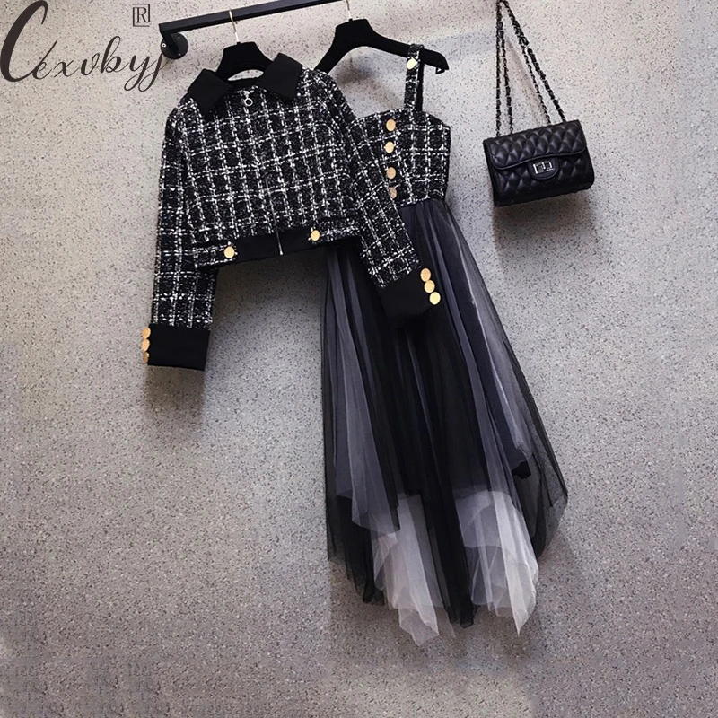 Women Elegant Plus Size Dress Sets Luxury Short Tweed Jacket +Sleeveless Dress Korean 2 Peice Suits Office Lady Vintage Outfits
Women Elegant Plus Size Dress Sets Luxury Short Tweed Jacket +Sleeveless Dress Korean 2 Peice Suits Office Lady Vintage Outfits