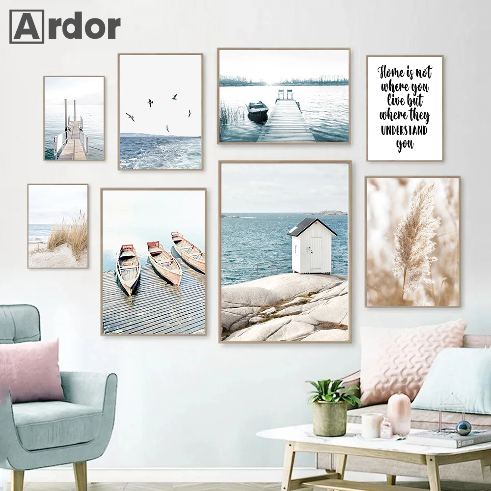 Beige Reed Canvas Poster Boat Bridge Wall Art Painting Blue Ocean Sea Print Nordic Wall Pictures Living Room Interior Home Decor 
Beige Reed Canvas Poster Boat Bridge Wall Art Painting Blue Ocean Sea Print Nordic Wall Pictures Living Room Interior Home Decor