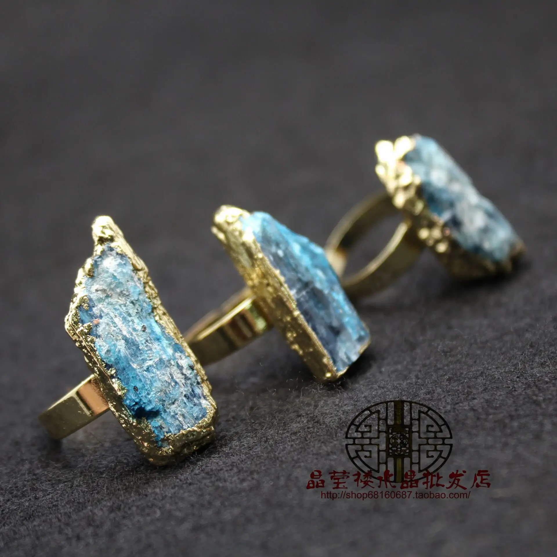

Кольцо с натуральным камнем Кианит золотого цвета регулируемое кольцо кольца с синим кристаллом для женщин модные ювелирные изделия