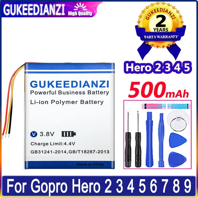 

GUKEEDIANZI Battery 500mAh For Gopro Hero2 Hero3 Hero4 Hero5 Hero6 Hero7 Hero8 Hero9 Hero 2 3 4 5 6 7 8 9 Bateria