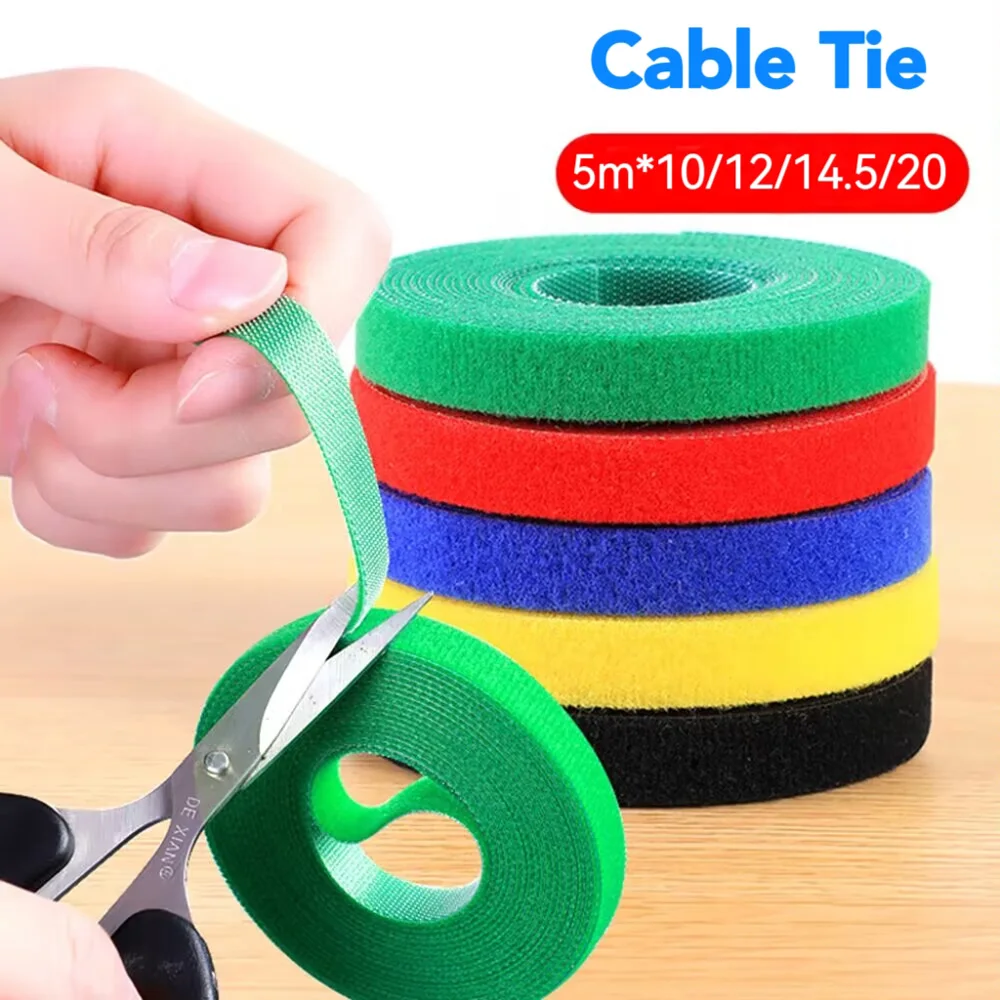 

5M/Roll 10mm Width Cable Organizer USB Cable Winder Management nylon Free Cut Ties Mouse earphone Cord cable ties