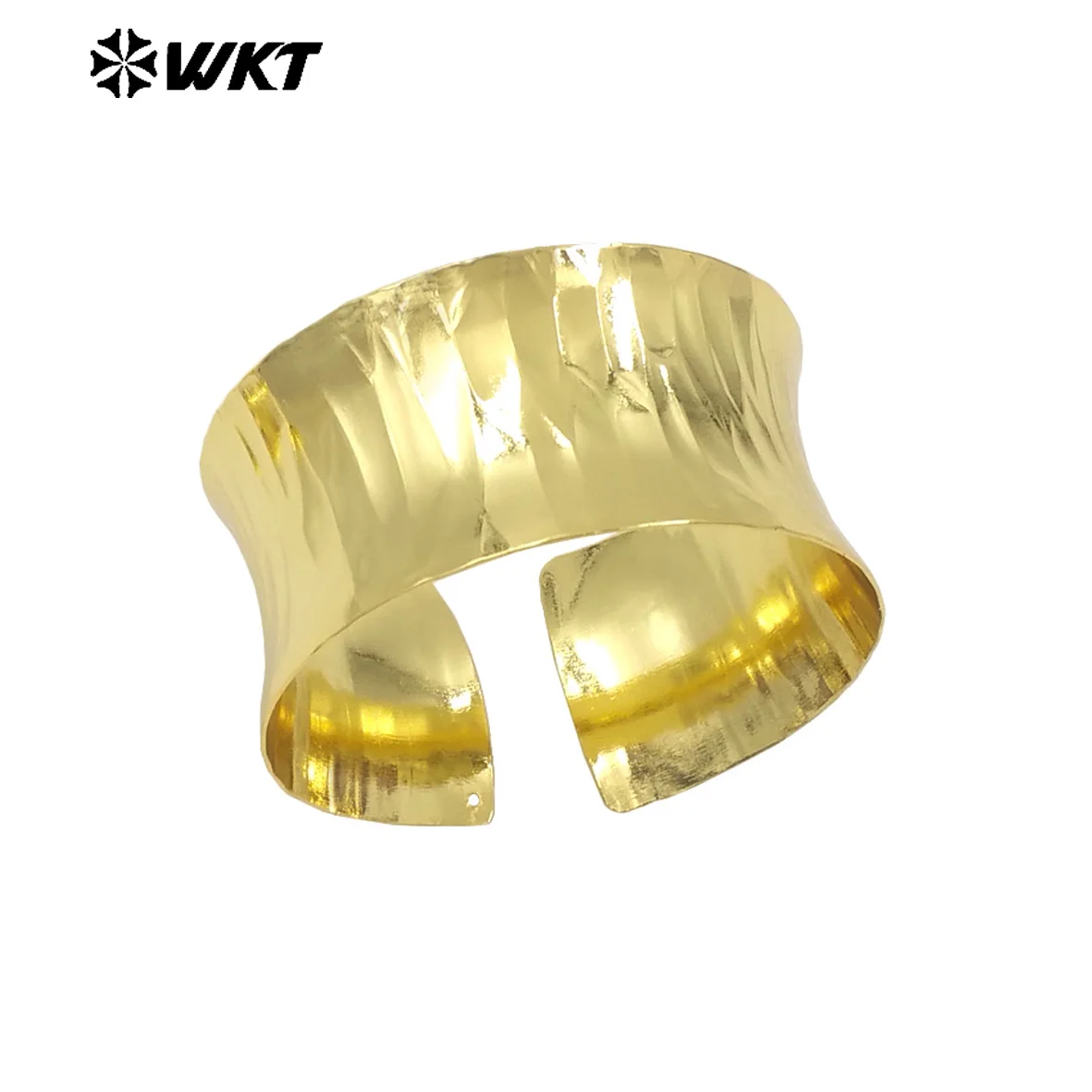 

WT-B660 Hot Selling Trendy Yellow Brass With 18k Real Gold Plated Cuff Can Be Adjustable Bangle For Friends Special Gifts