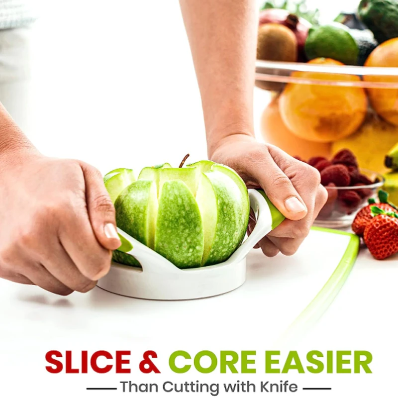 

12 Sharp Blade & Slices Apple Corer and Slicer Fruit Cutter Divider Wedger Stainless Steel Slicer Easy Grip Kitchen Accessories