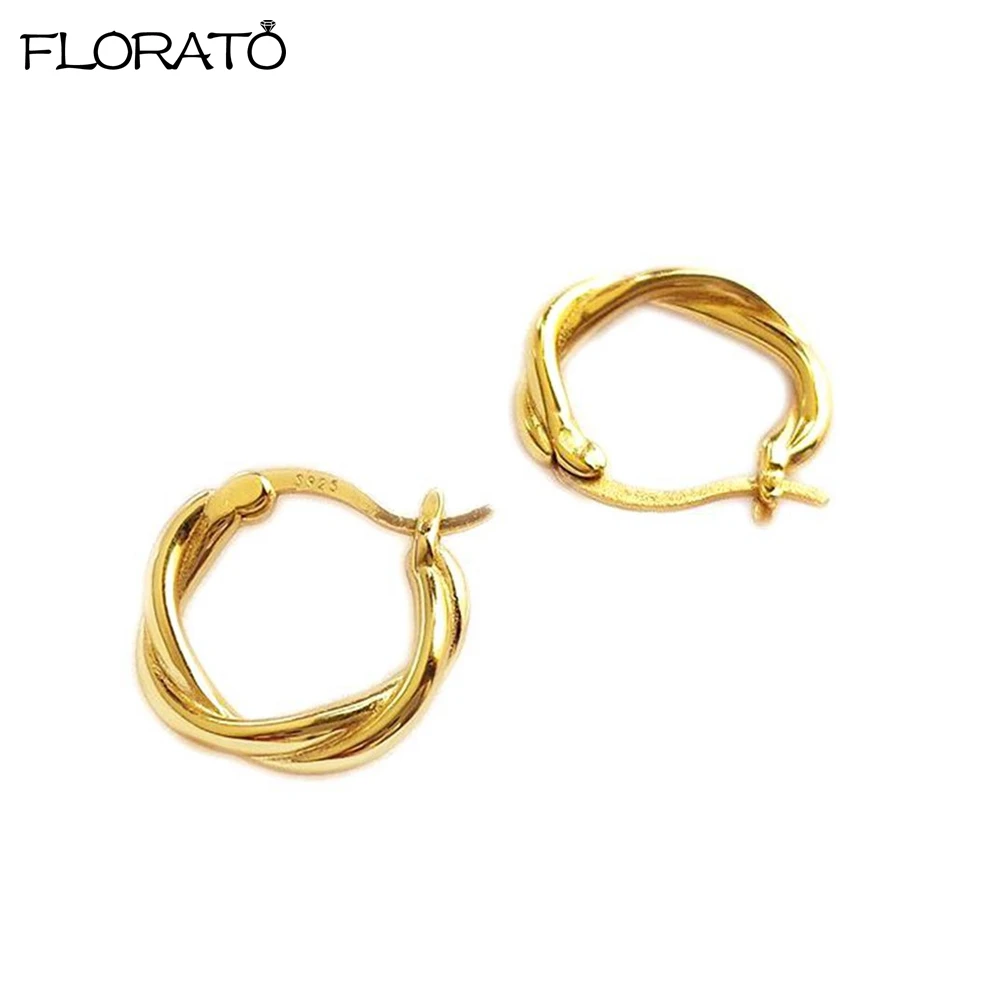 

925 Sterling Silver Fashion Distortion Interweave Twist Metal Circle Geometric Round Hoop Earrings for Women Retro Party Jewelry