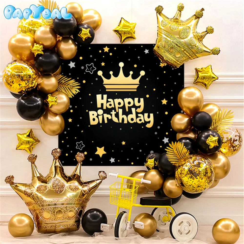 

Gold Confetti Metallic Gold Black Balloon Crown Foil Balloon Garland Arch Kit Wedding Happy Birthday Party Decor Baby Shower