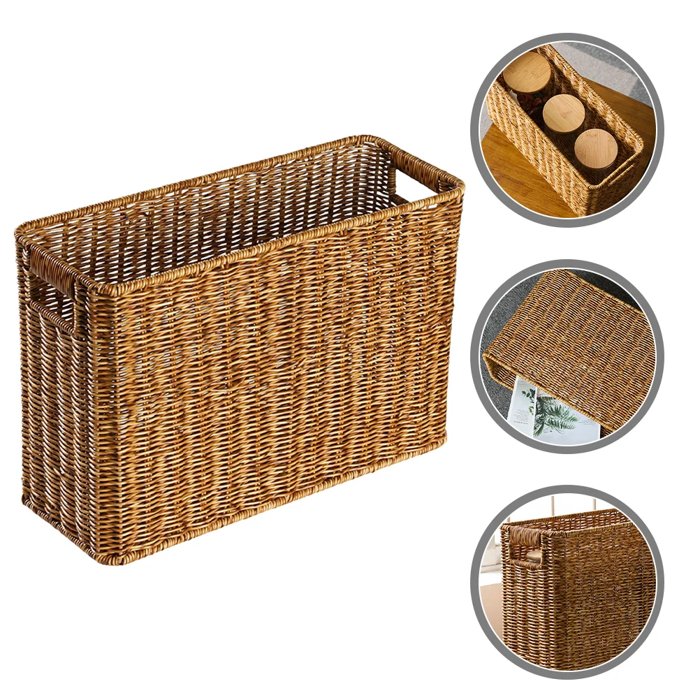 Imitation Rattan Weave Basket Japanese Style Storage Bin Large Capacity Hollow Handle Woven Basket Desktop Finishing Basket
Imitation Rattan Weave Basket Japanese Style Storage Bin Large Capacity Hollow Handle Woven Basket Desktop Finishing Basket