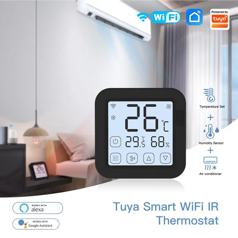 Tuya WiFi Thermostat Universal Remote Control Smart Life Temperature Thremostat Built-in Temperature Humidity Sensor
Tuya WiFi Thermostat Universal Remote Control Smart Life Temperature Thremostat Built-in Temperature Humidity Sensor