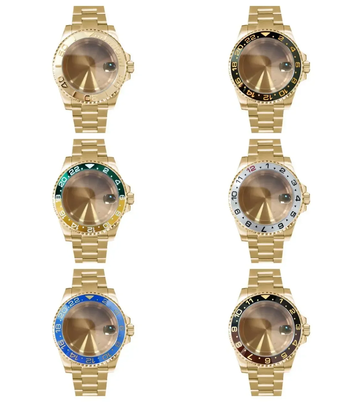 40mm Watch Case + Strap Set PVD Electroplating Gold Stainless Steel Watch Accessories with Sapphire Glass for NH35/NH36 Movement
40mm Watch Case + Strap Set PVD Electroplating Gold Stainless Steel Watch Accessories with Sapphire Glass for NH35/NH36 Movement