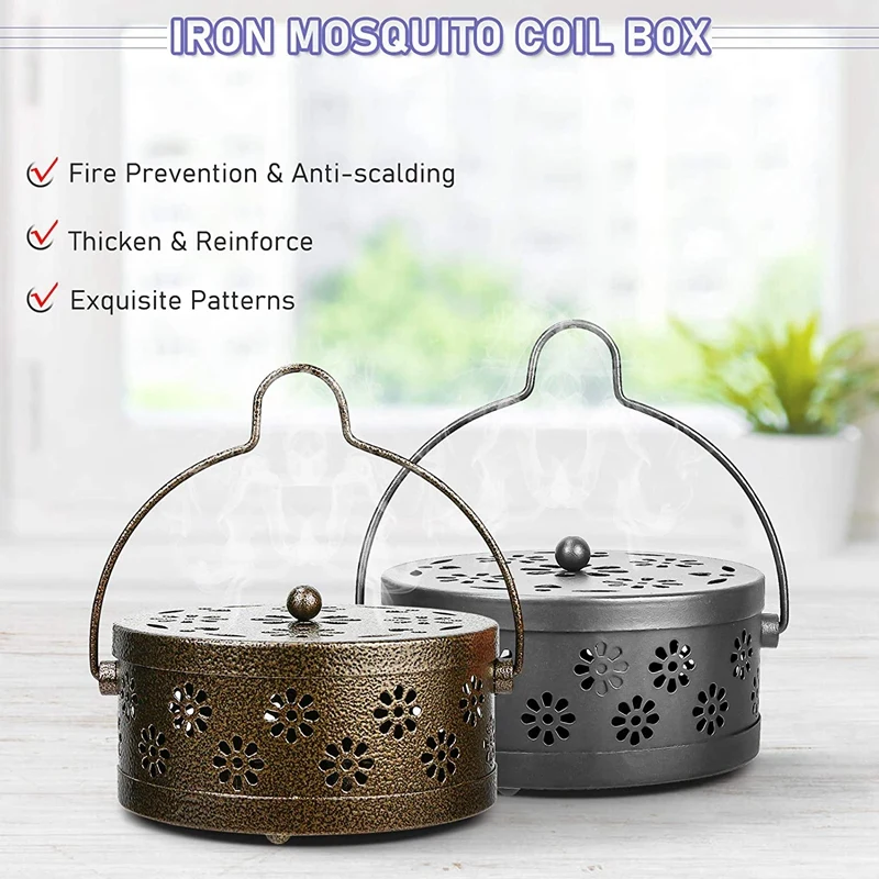

JFBL Hot Classic Portable Mosquito Coil Holder With Handle Retro Iron Mosquito Incense Burner Use For Home And Garden
