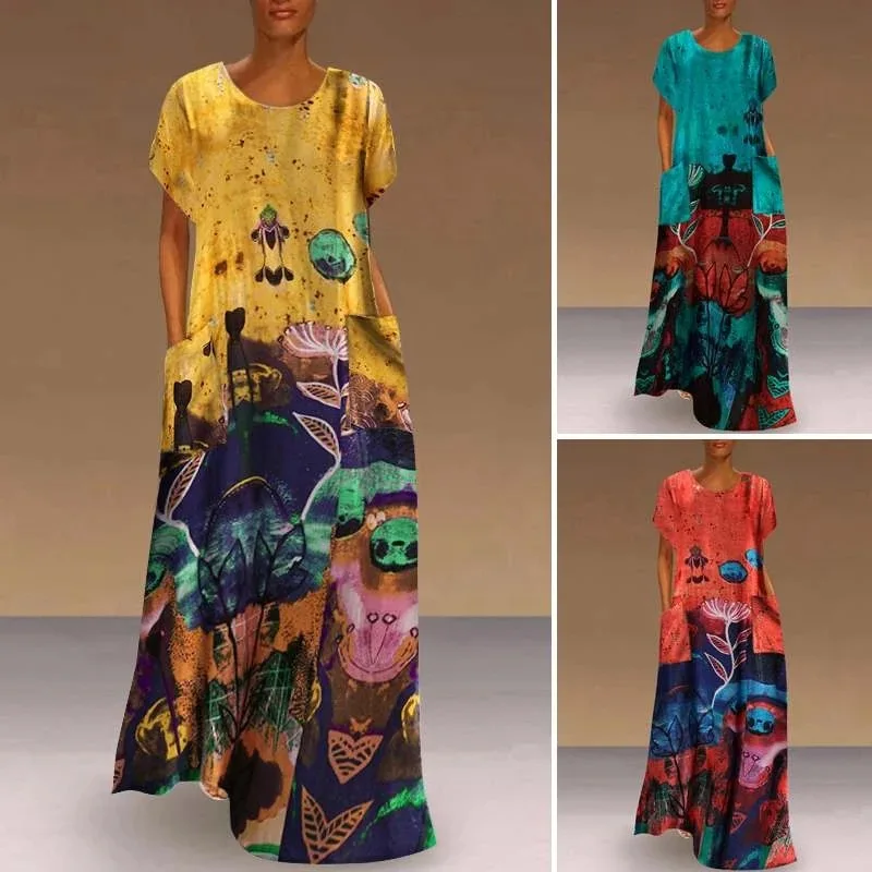 Women's Long Skirt Loose 3d Short Sleeve Long Skirt Round Neck Digital Print Dress In Stock
Women's Long Skirt Loose 3d Short Sleeve Long Skirt Round Neck Digital Print Dress In Stock