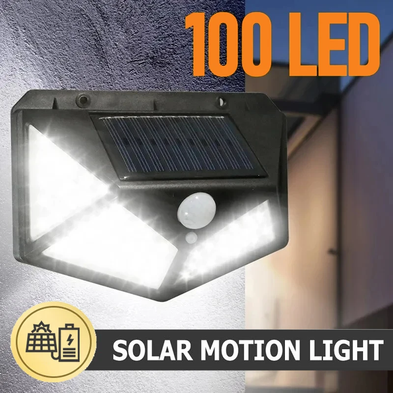 

100 LED Solar Wall Lamp 4 Sides Luminous With PIR Motion Sensor Waterproof Outdoor Garden Courtyard Sunlight Street Stairs Light