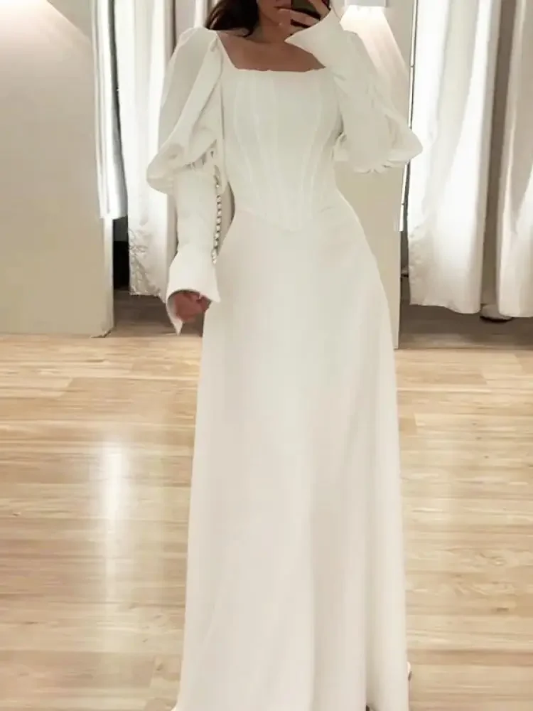 Onecozyday 2024 Autumn New Solid Color Dress for Women French Square Neck Waist Floor Length Dress Party Gowns
Onecozyday 2024 Autumn New Solid Color Dress for Women French Square Neck Waist Floor Length Dress Party Gowns
