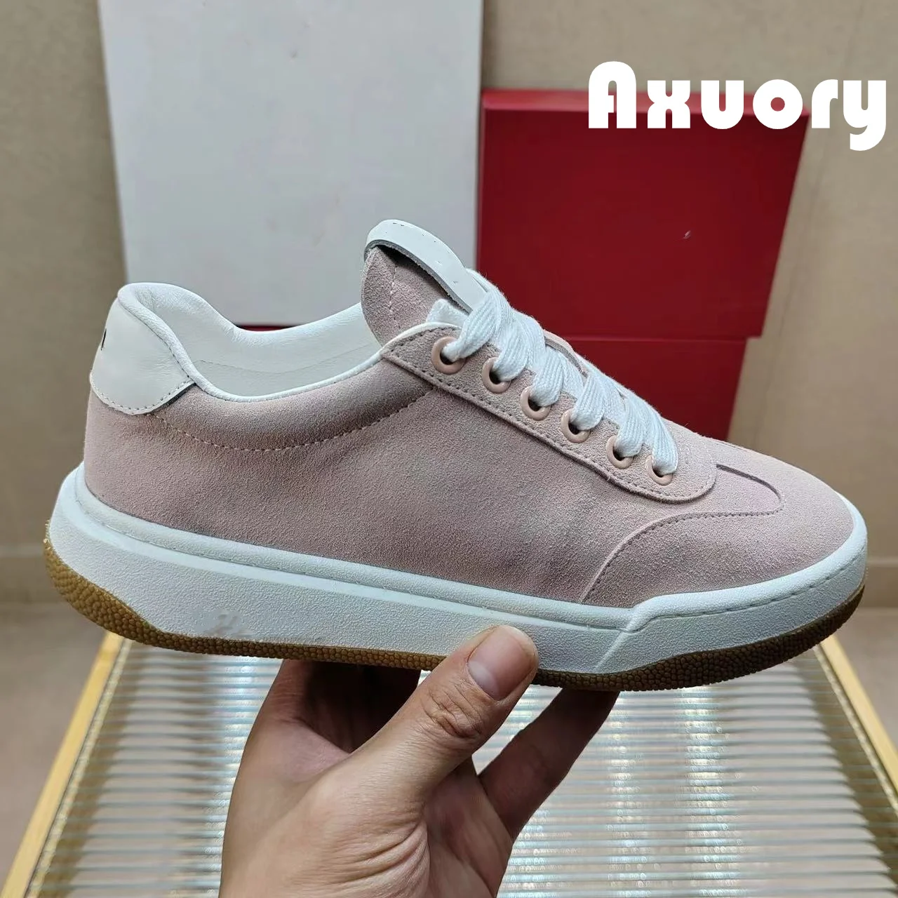

2024 New Women's sports shoes Real cowhide material Lace-up Solid color Luxury design Retro Style Mixed Color