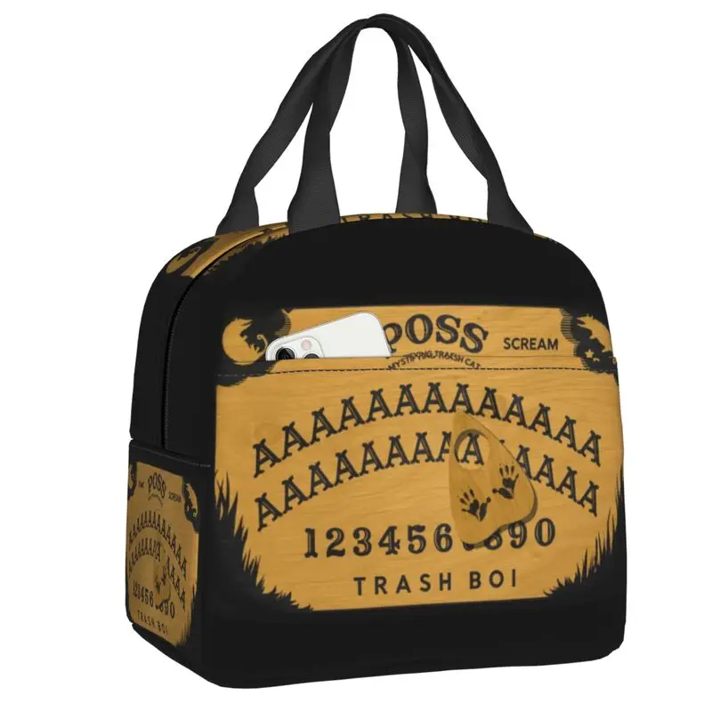 

Custom Halloween Possum Oujia Occult Spirit Board Lunch Bag Men Women Thermal Cooler Insulated Lunch Box for Student School