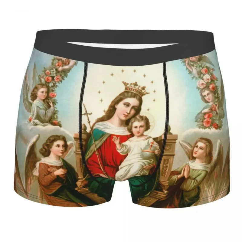 

Custom Virgin Mary Underwear Men Breathable Catholic Christian Boxer Briefs Shorts Panties Soft Underpants For Homme