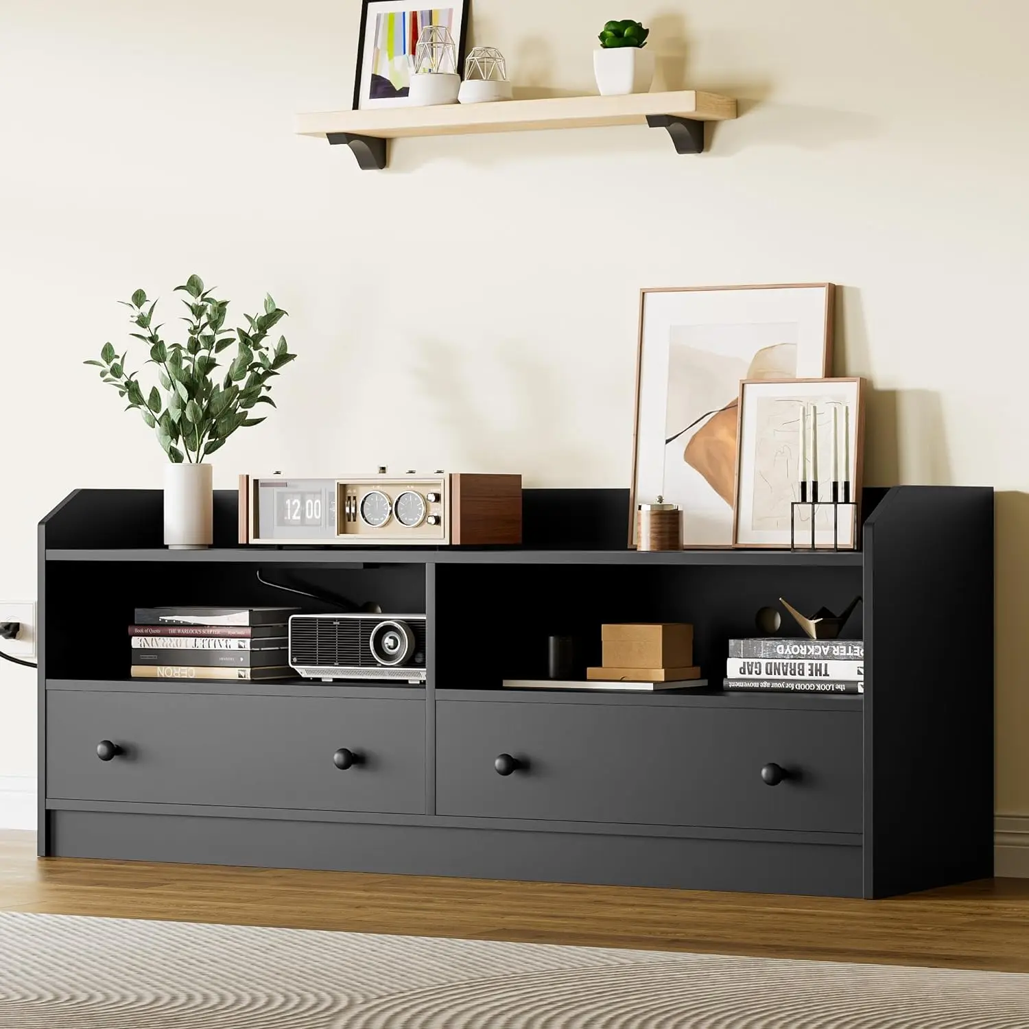 TV Stand for TVs up to 60", TV Entertainment Center with Power Outlet and Storage Drawers, Modern TV Console Table for Bedroom
TV Stand for TVs up to 60", TV Entertainment Center with Power Outlet and Storage Drawers, Modern TV Console Table for Bedroom