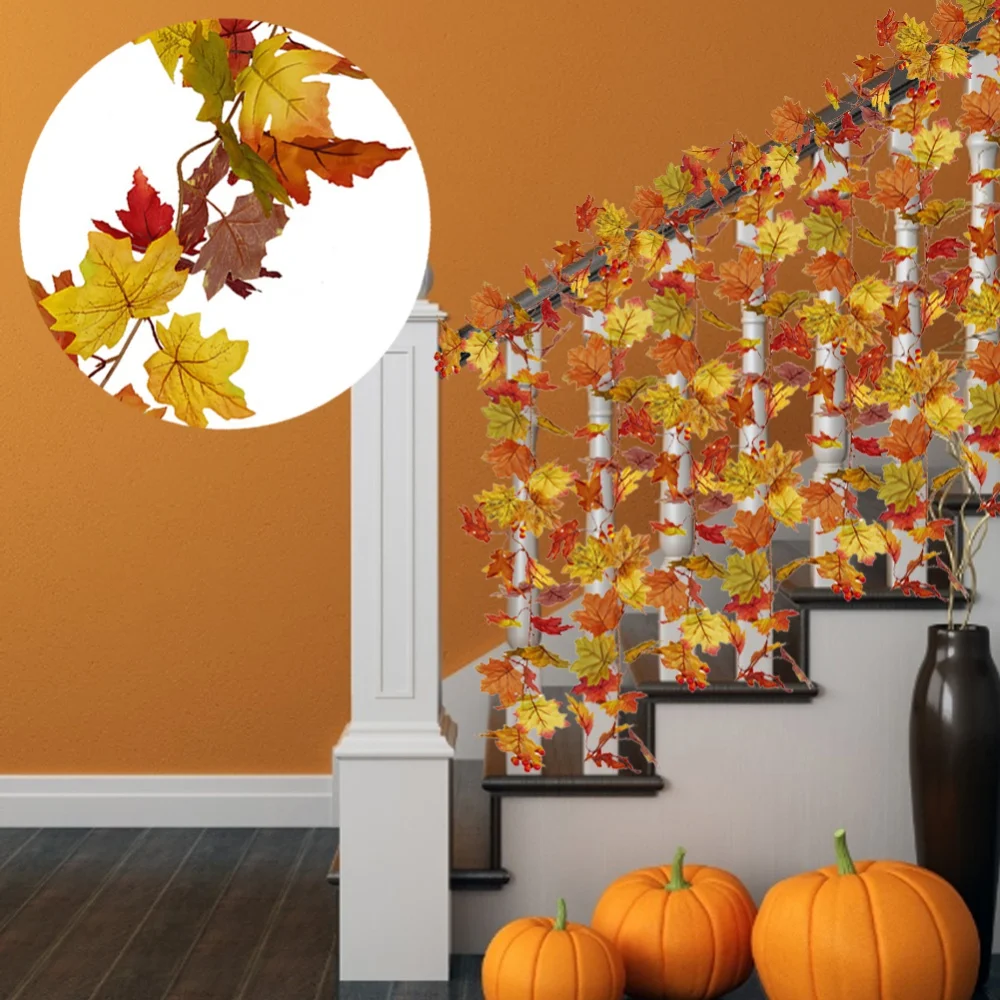 1.75m Halloween Maple Leaves Vine Garland Artificial Hanging Rattan Autumn Thanksgiving Wedding Party Garden Home Decoration
1.75m Halloween Maple Leaves Vine Garland Artificial Hanging Rattan Autumn Thanksgiving Wedding Party Garden Home Decoration