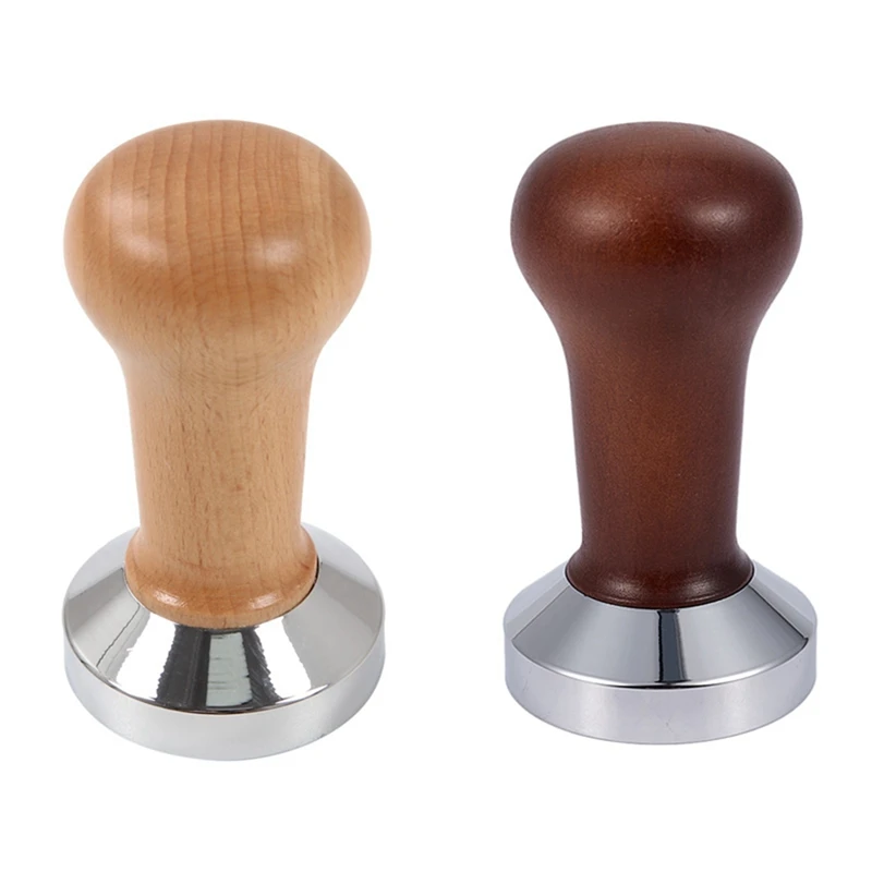 

2 Pcs Handle Barista Espresso Machine Grinder 51Mm For Coffee And Espresso Powder Hammer-Wood Color & Coffee Color