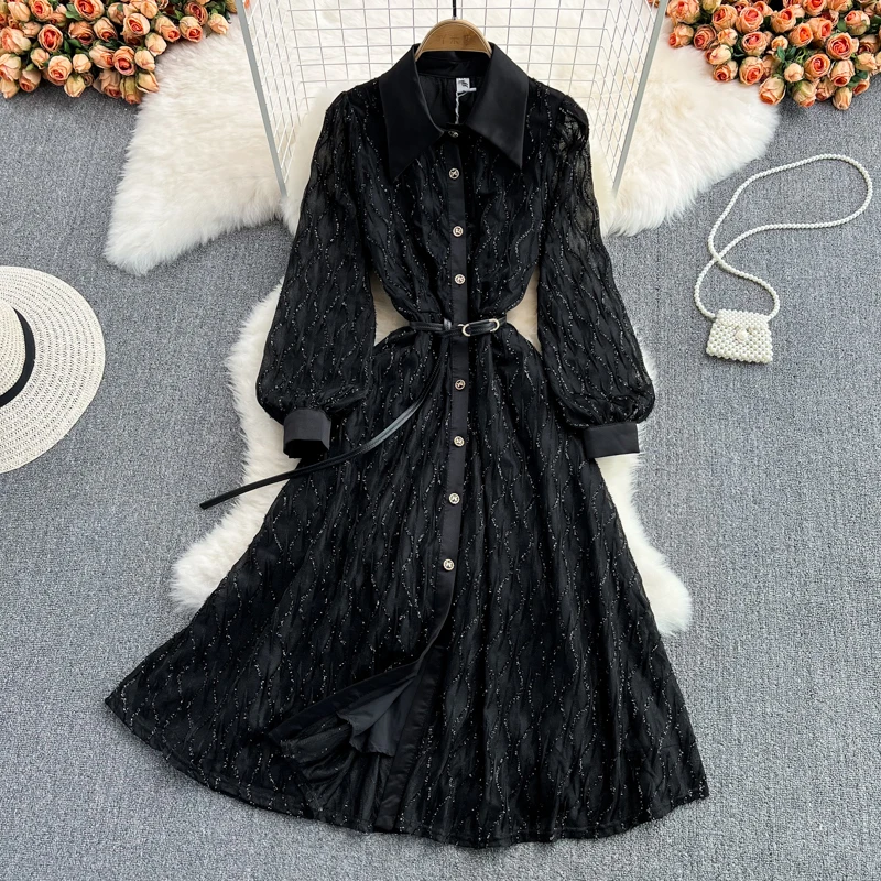 Women's Runway Fashion Spring Autumn Long Sleeve Black Dress Female High Waist Chic A-Line Party Dress TB418
Women's Runway Fashion Spring Autumn Long Sleeve Black Dress Female High Waist Chic A-Line Party Dress TB418