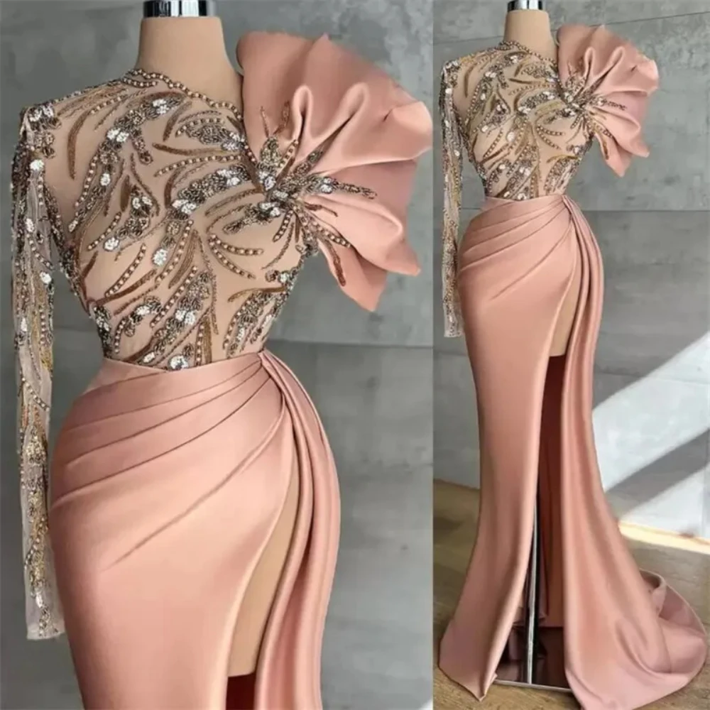 Glamorous One Shoulder Evening Dresses Crystals Lace Appliques Prom Dress Side Split Beaded Birthday Formal Party Pageant Gowns
Glamorous One Shoulder Evening Dresses Crystals Lace Appliques Prom Dress Side Split Beaded Birthday Formal Party Pageant Gowns