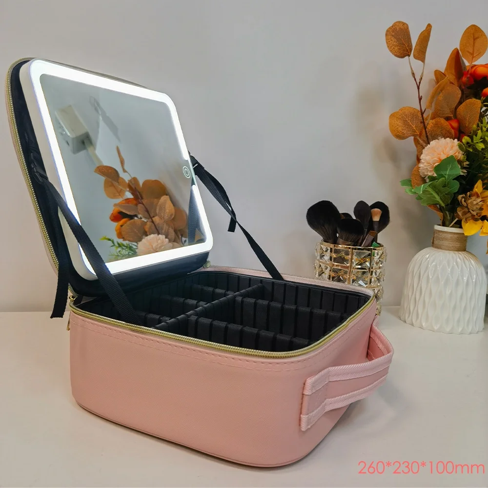 Portable Cosmetic Bag with LED Light Mirror and Multifunctional Compartments Travel Storage Makeup Mirror with Bags
Portable Cosmetic Bag with LED Light Mirror and Multifunctional Compartments Travel Storage Makeup Mirror with Bags