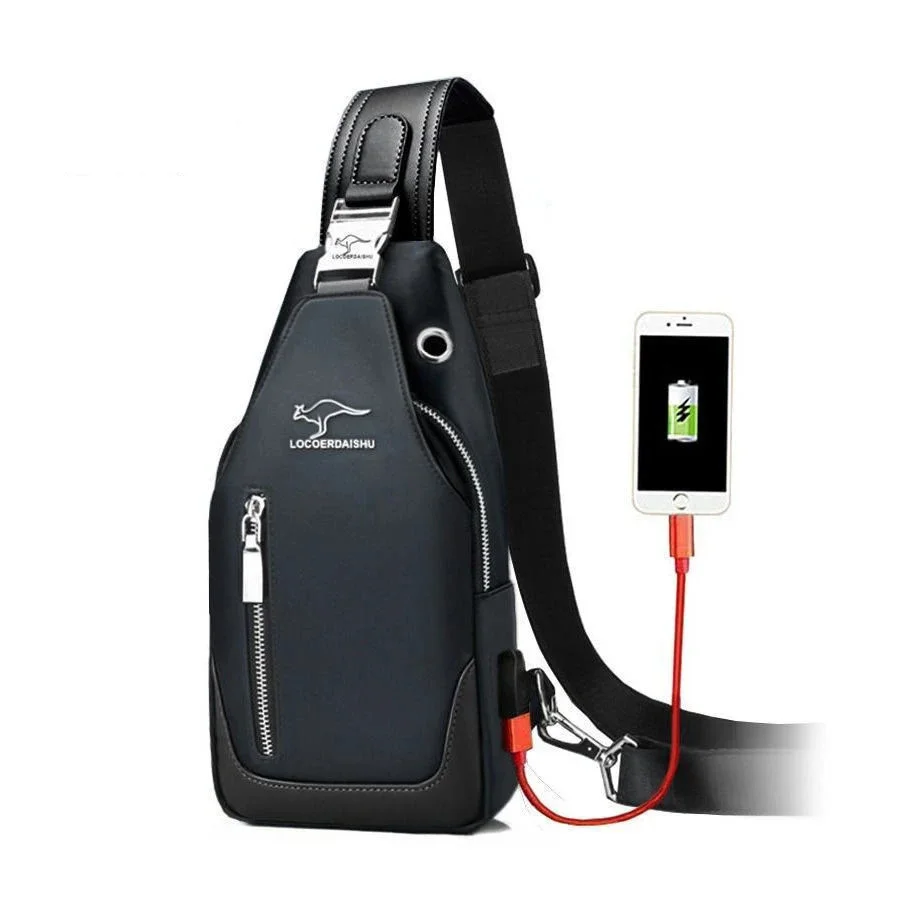 

Брендовая нагрудная сумка для мужчин, повседневный мужской портфель через плечо с USB-зарядкой, водонепроницаемый дорожный мессенджер из ткани «Оксфорд» на ремне