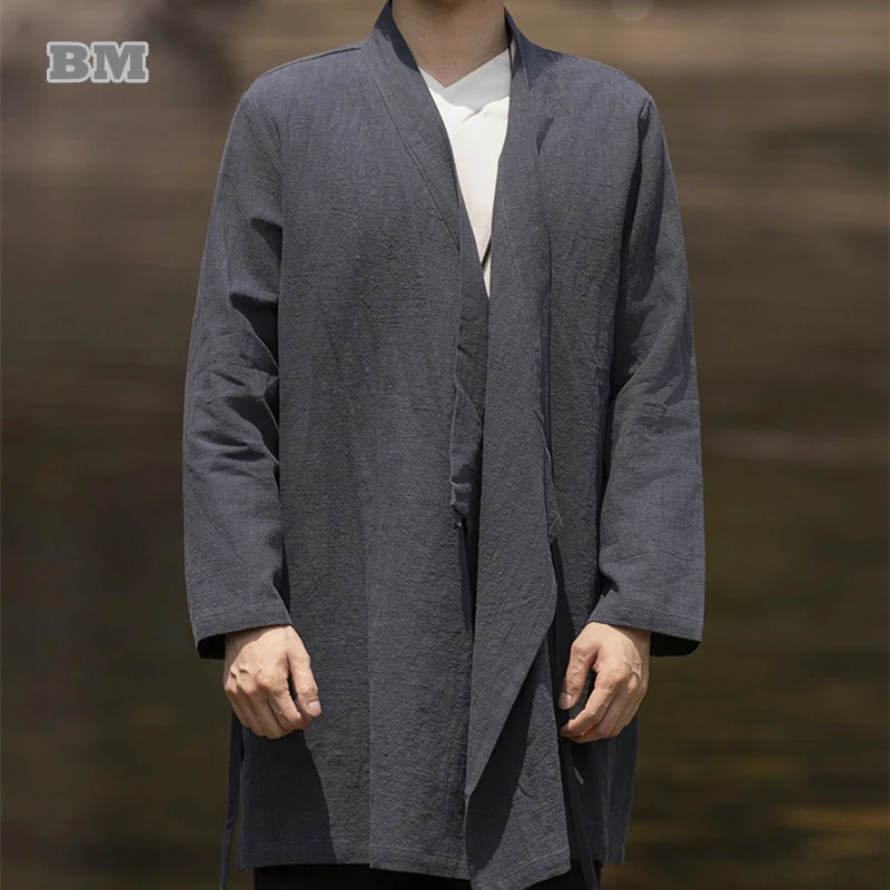 

Chinese Traditional Dress Spring Autumn Vintage Plus Size Hanfu For Men Clothing Loose Zen Clothes Ethnic Coat Casual Cloak Male