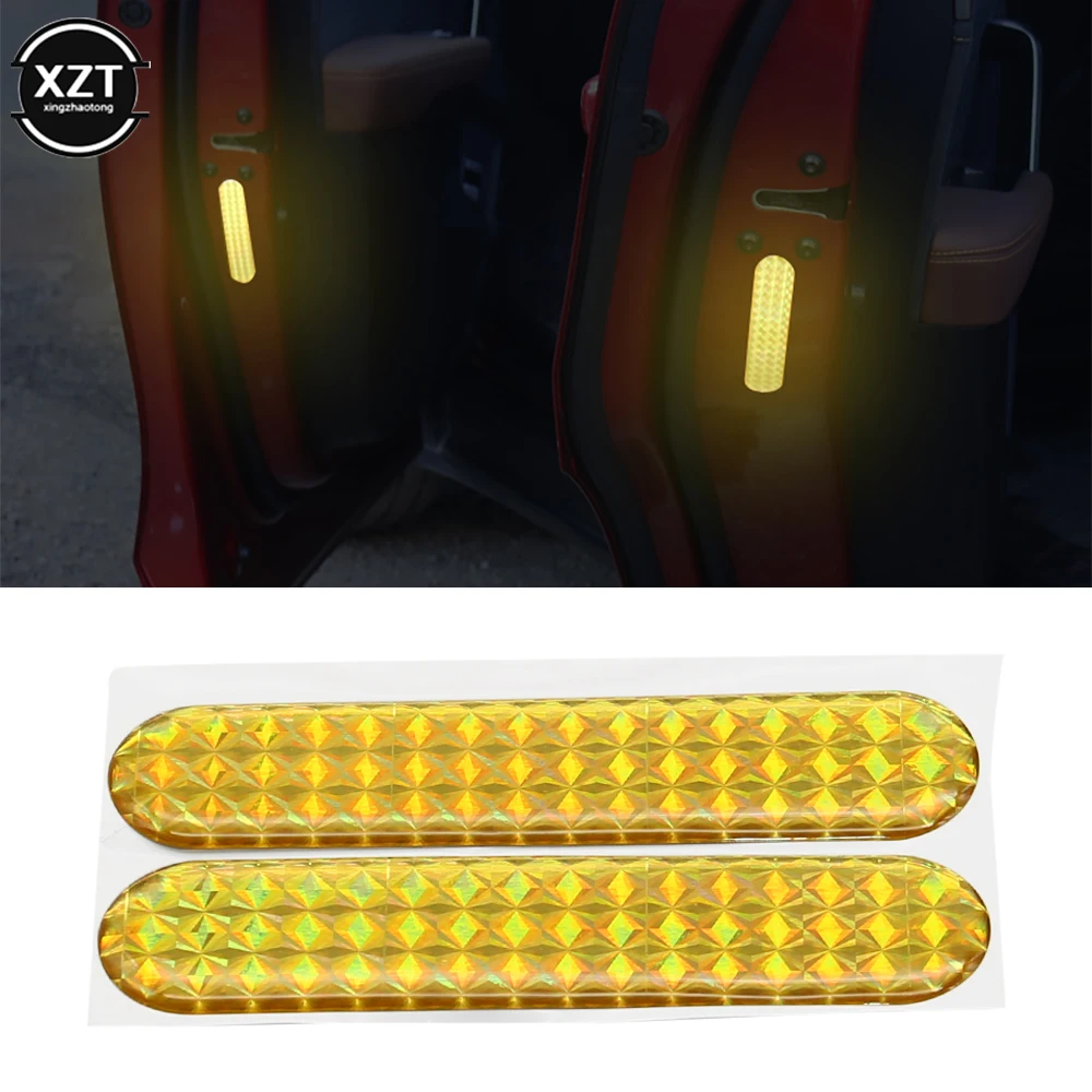 

2pcs/set Car Door Stickers Universal Safety Warning Mark Reflective Tape Strips Auto Driving Reflector Strips Sticker