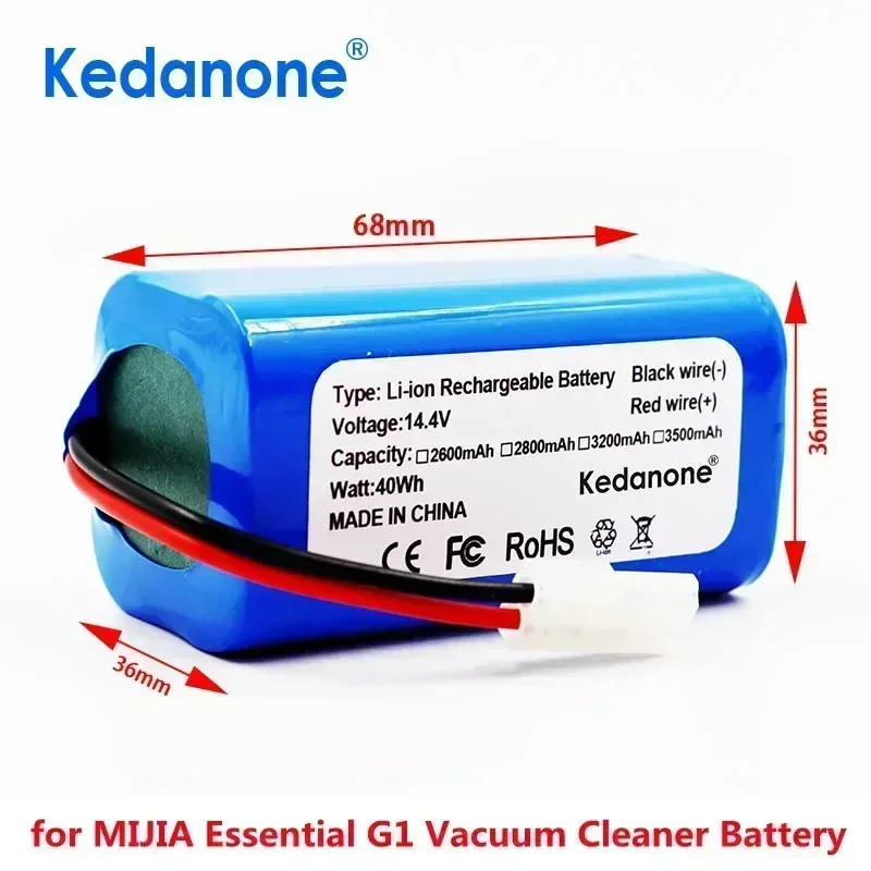 18650 battery pack 14.4V 2600mAh lithium ion battery, suitable for Xiaomi G1 Mi Essential MJSTG1 robot vacuum cleaner,
18650 battery pack 14.4V 2600mAh lithium ion battery, suitable for Xiaomi G1 Mi Essential MJSTG1 robot vacuum cleaner,
