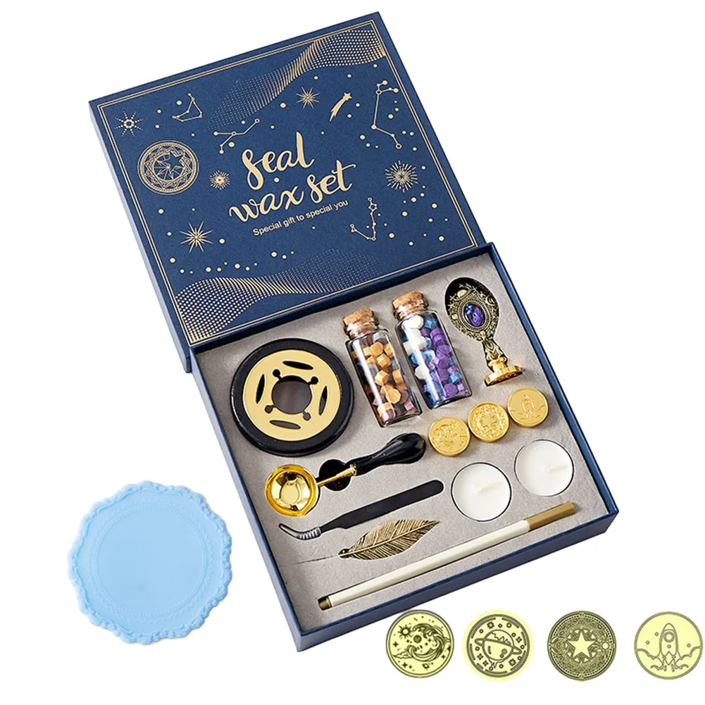 

Complete Set Box Sealing Wax Box Box Creative Starry Fire Paint Wax Particle Set EXQUISITE DESIGN Package Content