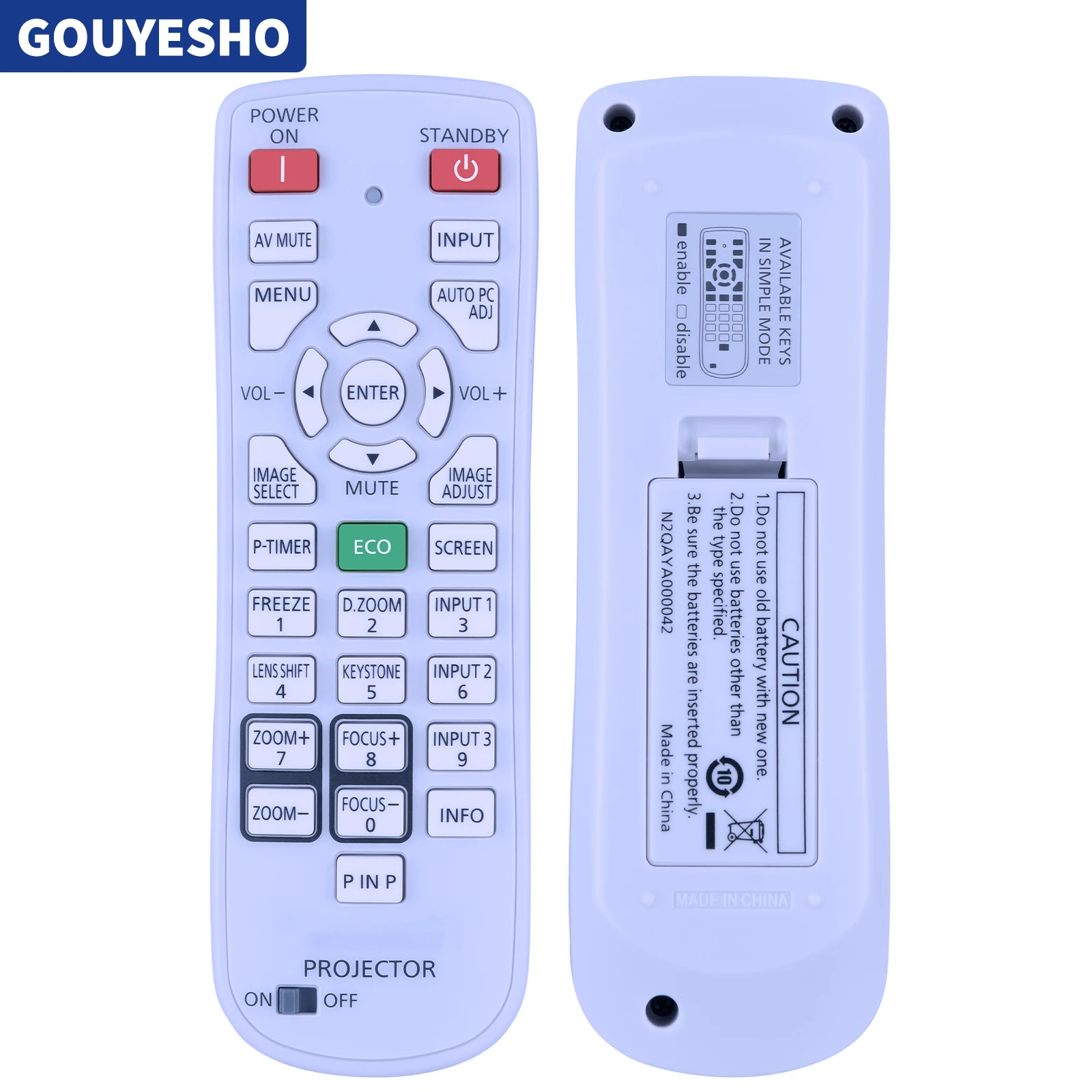 New Remote Control For Panasonic N2QAYA000042 N2QAYA000041 6451055569 LCD Projector
New Remote Control For Panasonic N2QAYA000042 N2QAYA000041 6451055569 LCD Projector