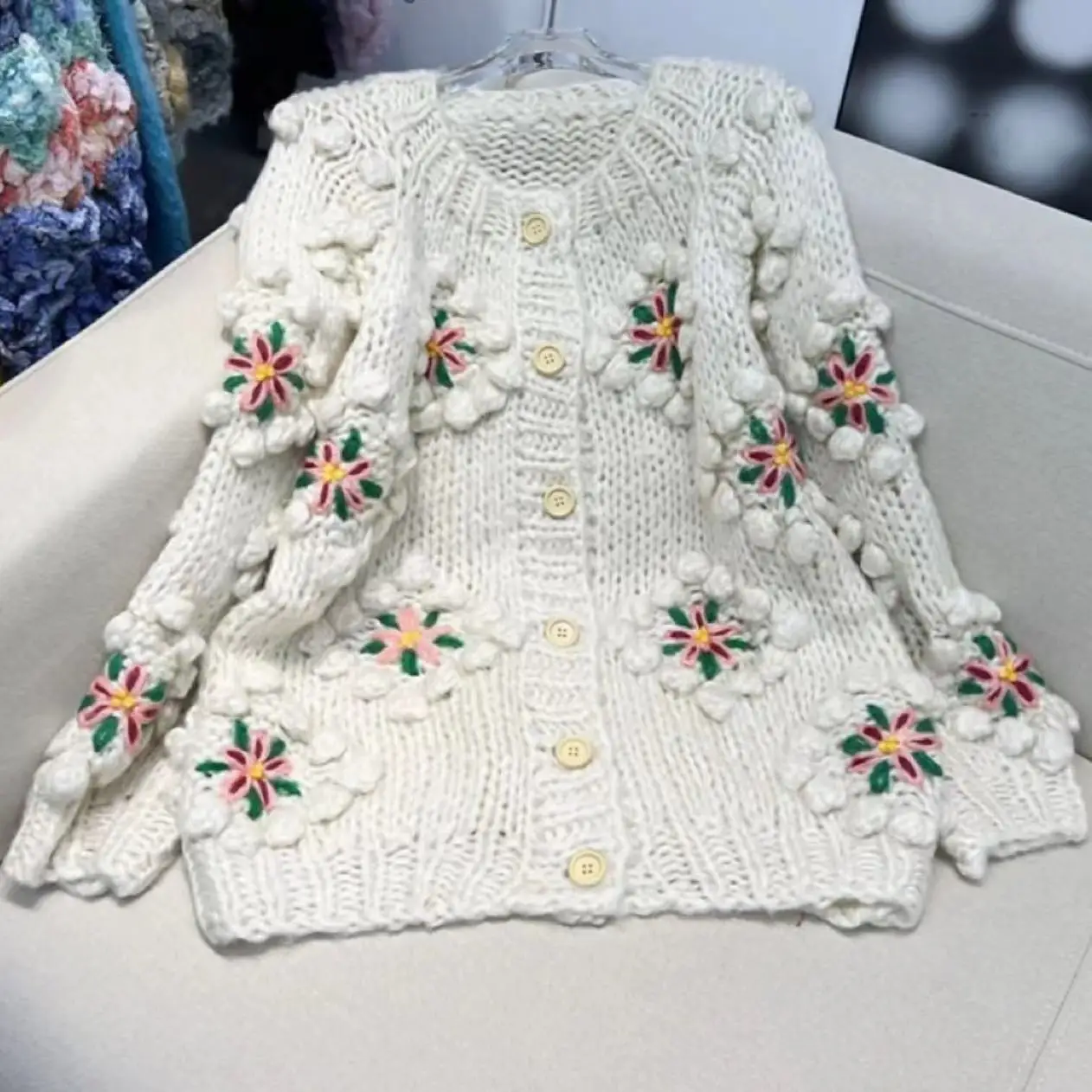 High Quality Autumn Winter Sweet Embroidery Flower Three-dimensional Ball Thick Sweater Coat Women's Warm Sweater Cardigan
High Quality Autumn Winter Sweet Embroidery Flower Three-dimensional Ball Thick Sweater Coat Women's Warm Sweater Cardigan