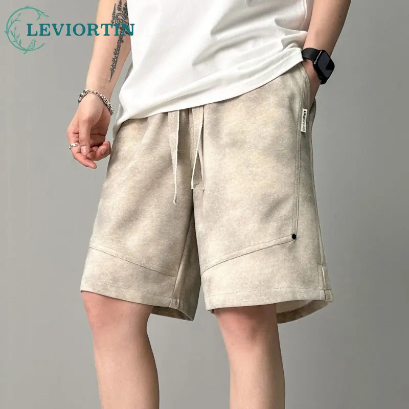 

Men Streetwear Shorts Harajuku Retro Dirty Old Style Jogger Sport Shorts Cotton Summer Track Drawstring Shorts Sweatpants HipHop