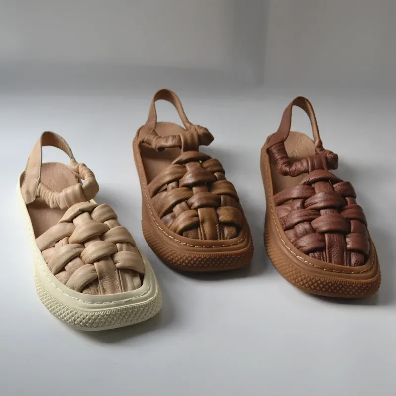 Handmade Cowhide Sewing Retro Nostalgic Women's Sandals Peculiar Literary Woven Leather Full Leather Flat Women Shoes Summer
Handmade Cowhide Sewing Retro Nostalgic Women's Sandals Peculiar Literary Woven Leather Full Leather Flat Women Shoes Summer