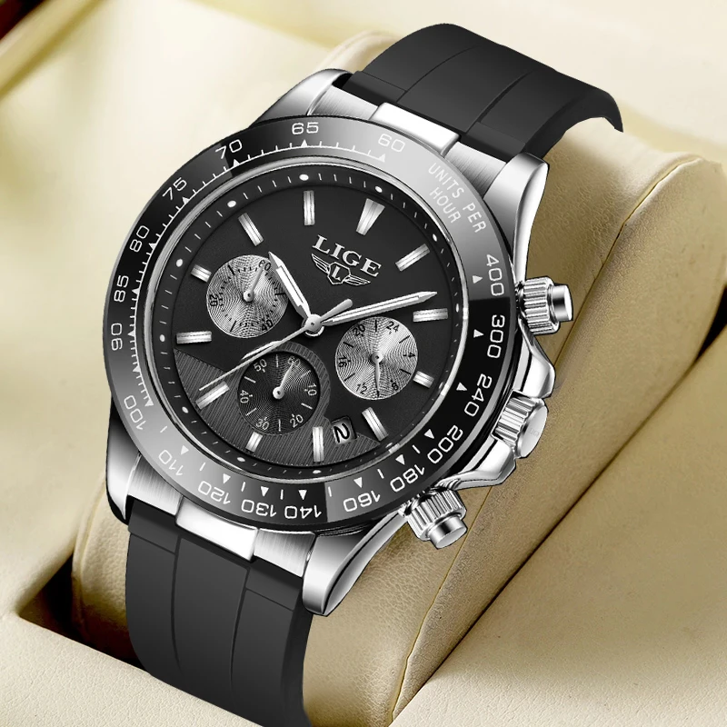LIGE Mens Watches Top Brand Luxury Chronograph Silicone Steel Sport Quartz Watches Waterproof Male watches Relogio Masculino+BOX
LIGE Mens Watches Top Brand Luxury Chronograph Silicone Steel Sport Quartz Watches Waterproof Male watches Relogio Masculino+BOX