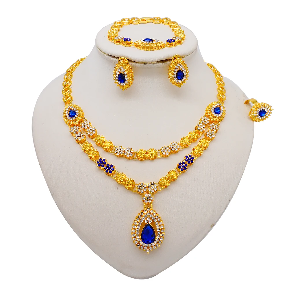 Luxury Gold Color Double Layered Necklace Jewelry Sets For Women African Water Drop Crystal Jewellery Indian Set Gifts 6 Mallzona Sb1c68a408ca14558bf0c2501947c5458Q Luxury Gold Color Double Layered Necklace Jewelry Sets For Women African Water Drop Crystal Jewellery Indian Set Gifts Mallzona