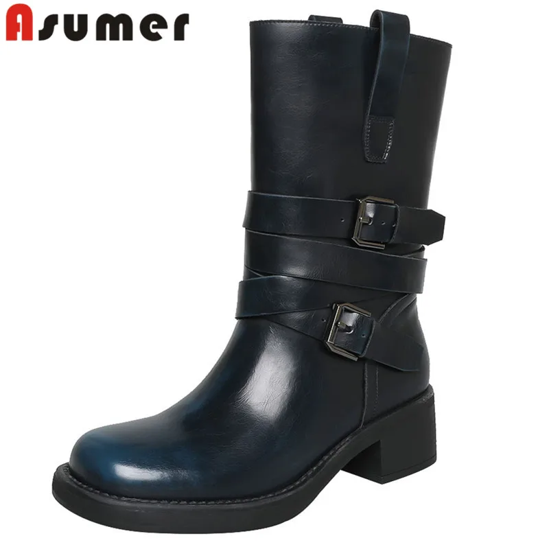 Женские сапоги в западном стиле ASUMER, из натуральной кожи, без застежки, на платформе, до середины икры, с пряжкой, на среднем квадратном каблуке, зимние сапоги, 2024
Женские сапоги в западном стиле ASUMER, из натуральной кожи, без застежки, на платформе, до середины икры, с пряжкой, на среднем квадратном каблуке, зимние сапоги, 2024