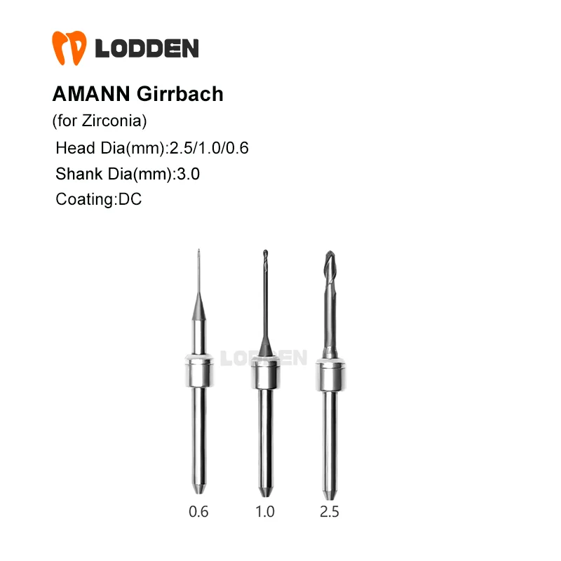 

Amann Girrbach for Zirconia Dental Lab Milling Burs DC D3 Grinding Material Drills 2.5 1.0 0.6 Tools