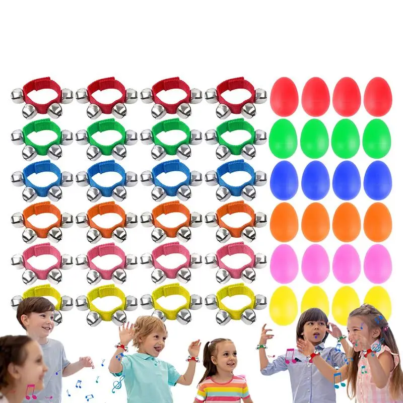 

Wrist Bells Musical Instrument Percussion Rhythm Wristband Bells For Music Learning Egg Shaker Percussion Toy Bells Bracelet