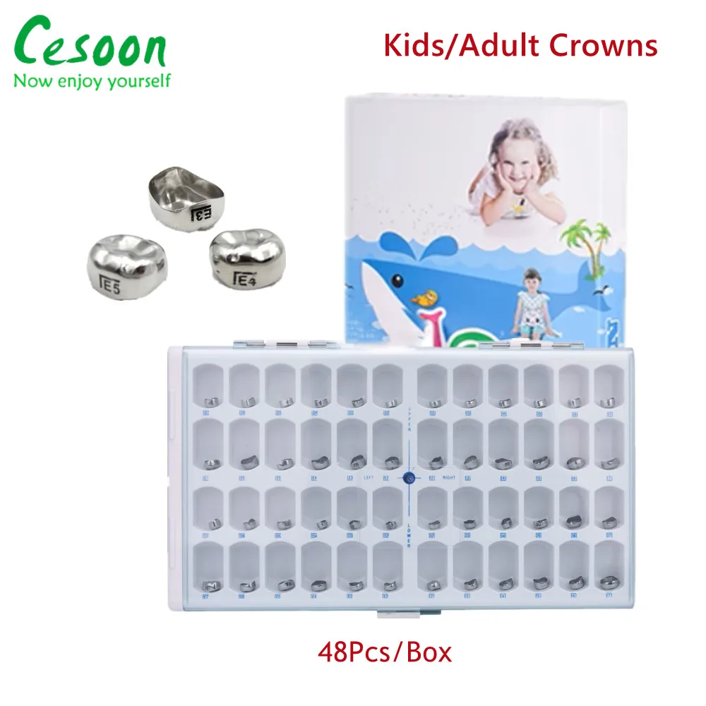 96PCS/48PCS Dental Kids Adult Crowns Teeth Primary Molar Preformed Stainless Steel Temporary Crown Pediatric Dentistry Ortho Kit
96PCS/48PCS Dental Kids Adult Crowns Teeth Primary Molar Preformed Stainless Steel Temporary Crown Pediatric Dentistry Ortho Kit
