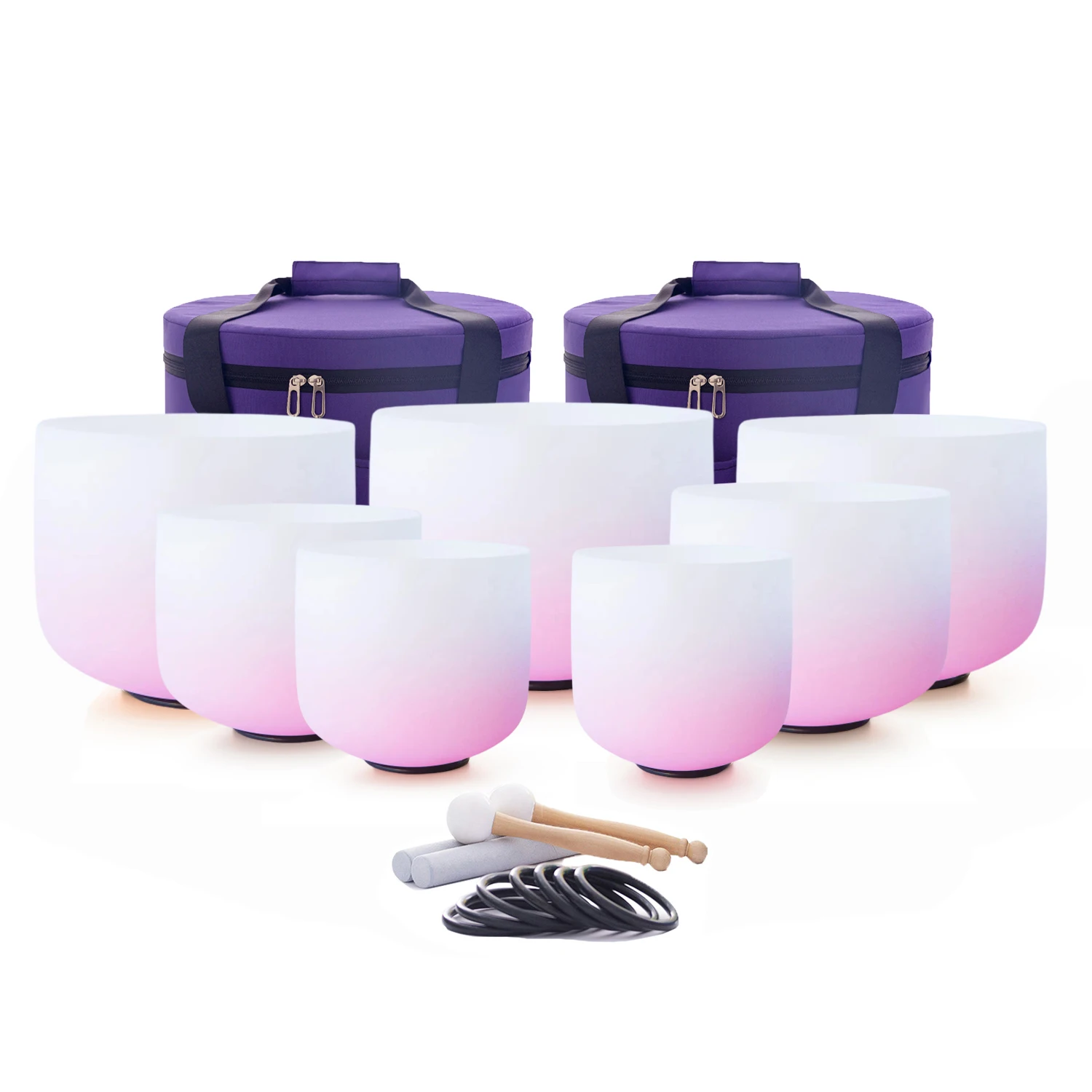 Hye-eun 8-14 inch Large Chakra Gradient Pink Quartz Crystal Singing Bowls Set of 7 pcs for Yoga Sound Healing with Bags
Hye-eun 8-14 inch Large Chakra Gradient Pink Quartz Crystal Singing Bowls Set of 7 pcs for Yoga Sound Healing with Bags