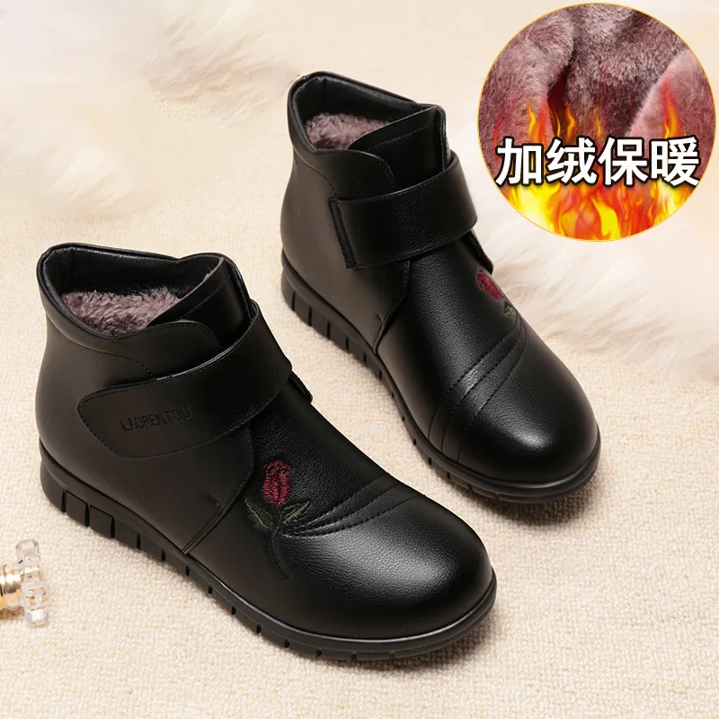 

New Fashion Winter Boots Women Plush Keep Warm Non-slip Snow Boots Mom Plush Wedge Shoes Woman Shoes Mom's Shoes For The Elderly
