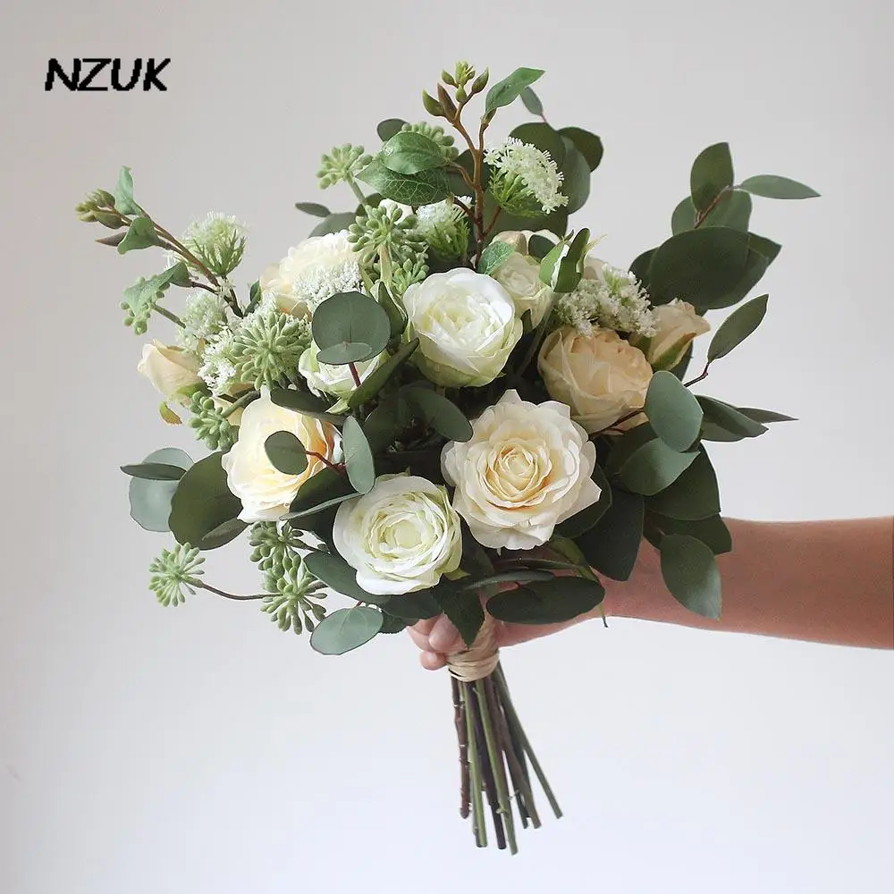 NZUK White&Green Wedding flowers Bridal Bouquet Artificial Peony Rose Eucalyptus Bridesmaid Holding flowers boho wedding bouquet
NZUK White&Green Wedding flowers Bridal Bouquet Artificial Peony Rose Eucalyptus Bridesmaid Holding flowers boho wedding bouquet