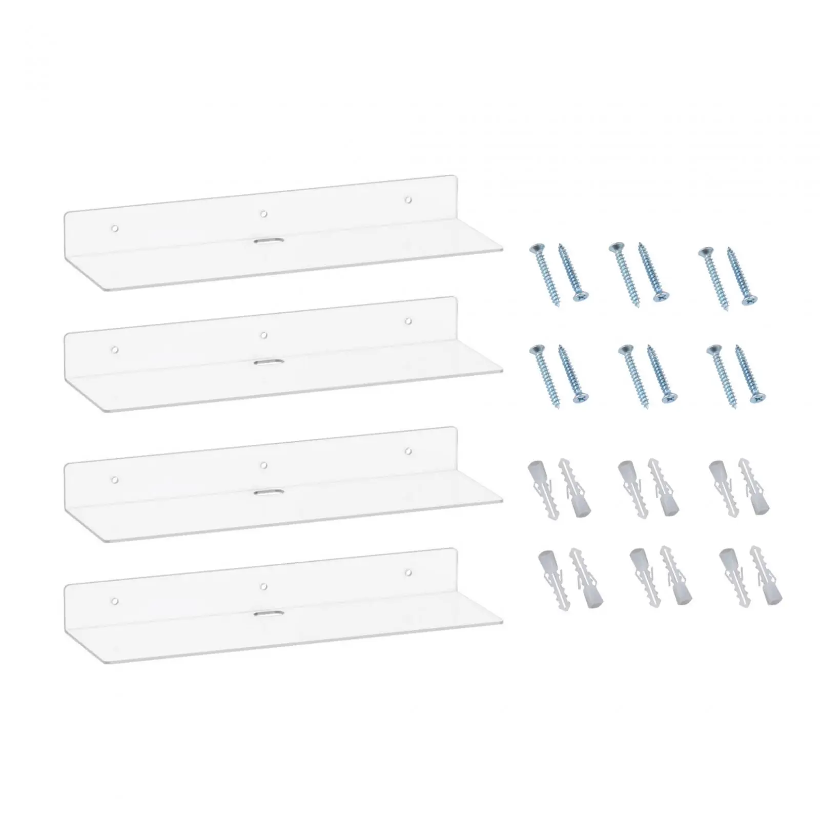 

4 Pieces Acrylic Wall Mounted Shelves Sturdy Versatile Floating Shelves for Kids Bookshelf Kitchen Bathroom Living Room Bedroom