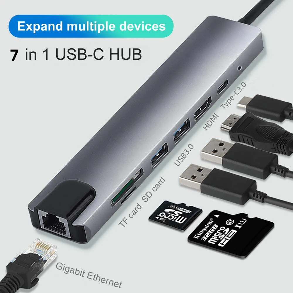 

USB-хаб Mosible для HDMI, Ethernet адаптер Gigabit, OTG Thunderbolt 2 Dock USB3.0 с TF/SD для Macbook Pro/Air M1