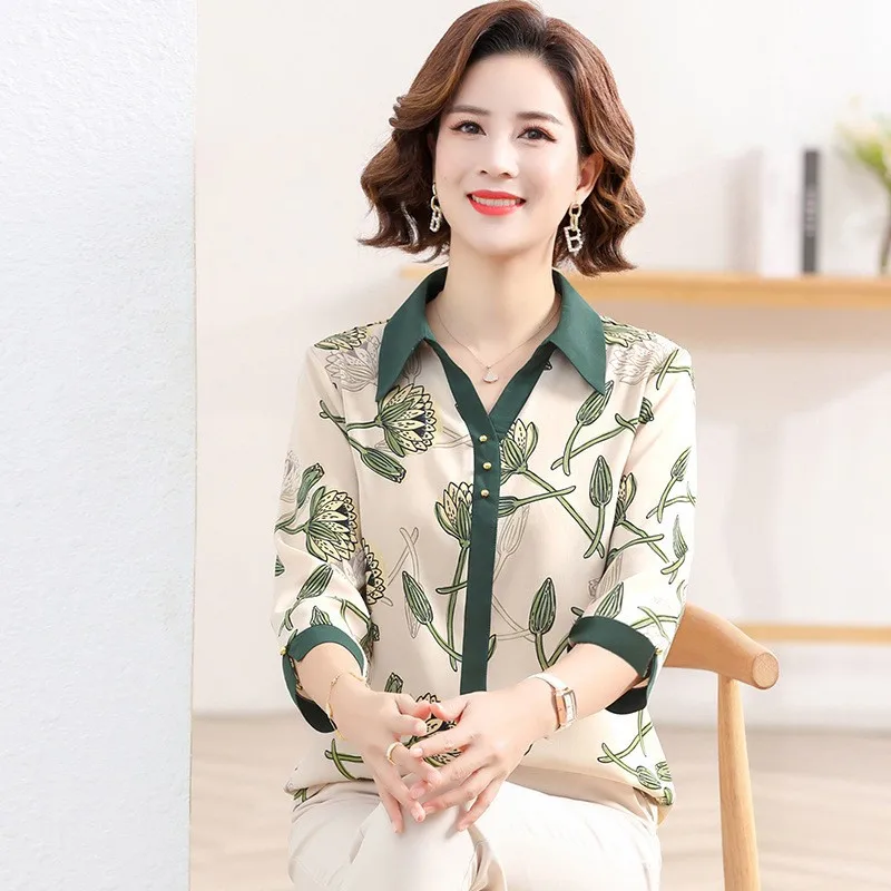 Summer Elegant Womens Clothing Middle-Aged Mother Pullover Casual Loose Turndown Collar Women'S Blouse Shirt
Summer Elegant Womens Clothing Middle-Aged Mother Pullover Casual Loose Turndown Collar Women'S Blouse Shirt