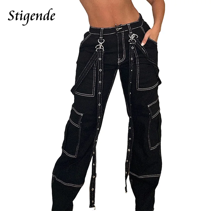 Stigende Wide Leg Suspender Pants Women Straight Leg Cargo Jeans Fashion Patchwork Pocket Denim Trousers Hip Hop Streetwear
Stigende Wide Leg Suspender Pants Women Straight Leg Cargo Jeans Fashion Patchwork Pocket Denim Trousers Hip Hop Streetwear