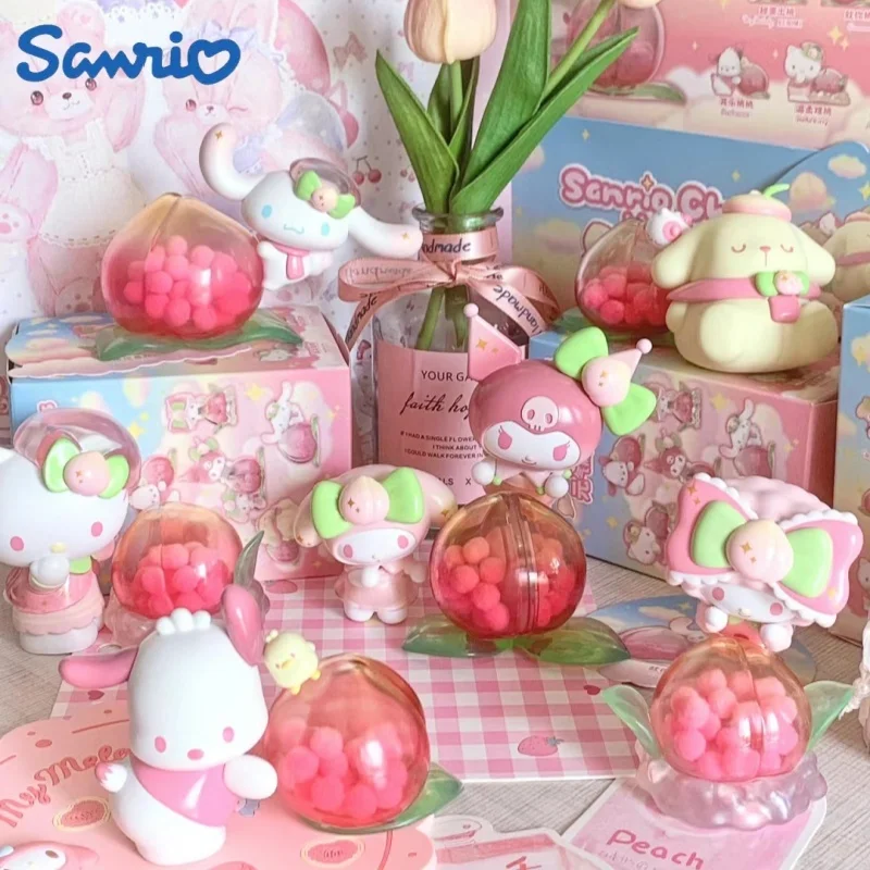 

Sanrio Vitality Peach Paradise Series Blind Box Pvc Hello Kitty Cinnamoroll Figurine Kawaii Collectable Toys Girls Birthday Gifs